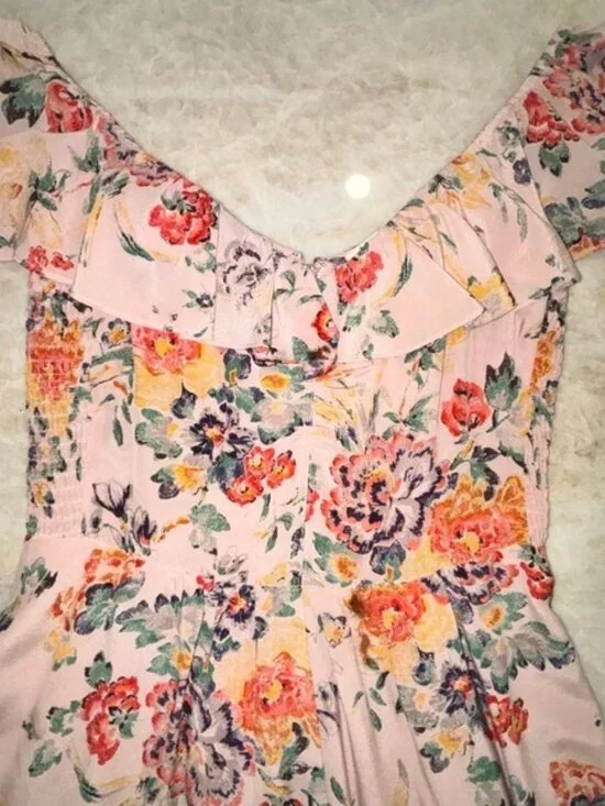 Rebecca Taylor Marlena Ruffle Silk Midi Dress Dusty Rose / Tea Rose Pink, Size 2 - Picture 6 of 7